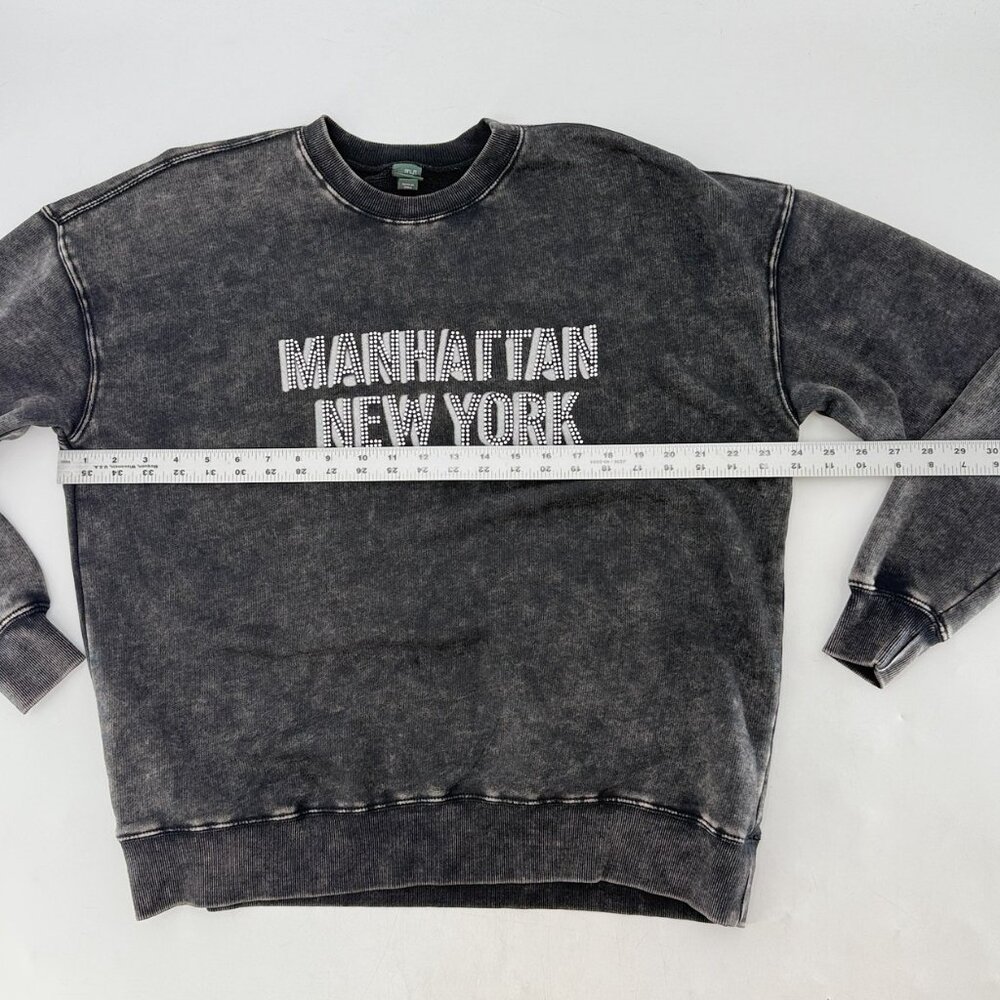 Wild Fable Manhattan‎ Oversized Sweatshirt Black Stone Wash Bling Size XXS - Picture 6 of 6